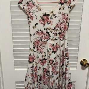 Rue21 Pink and Cream Floral Midi Dress